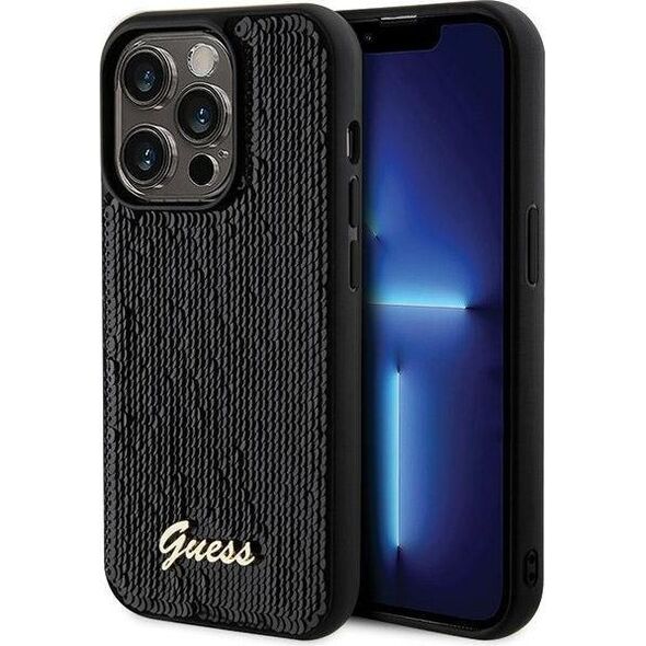 Guess Guess GUHCP13LPSFDGSK iPhone 13 Pro / 13 6.1" czarny/black hardcase Sequin Script Metal