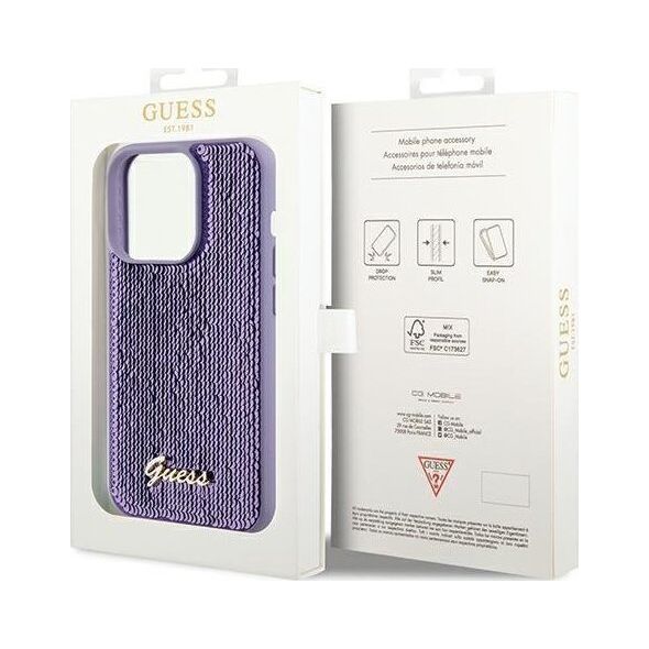 Guess Guess GUHCP14XPSFDGSU iPhone 14 Pro Max 6.7" fioletowy/purple hardcase Sequin Script Metal