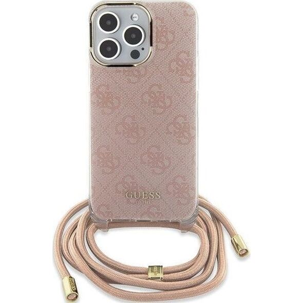 Guess Guess GUHCP15SHC4SEP iPhone 15 / 14 / 13 6.1" różowy/pink hardcase Crossbody Cord 4G Print
