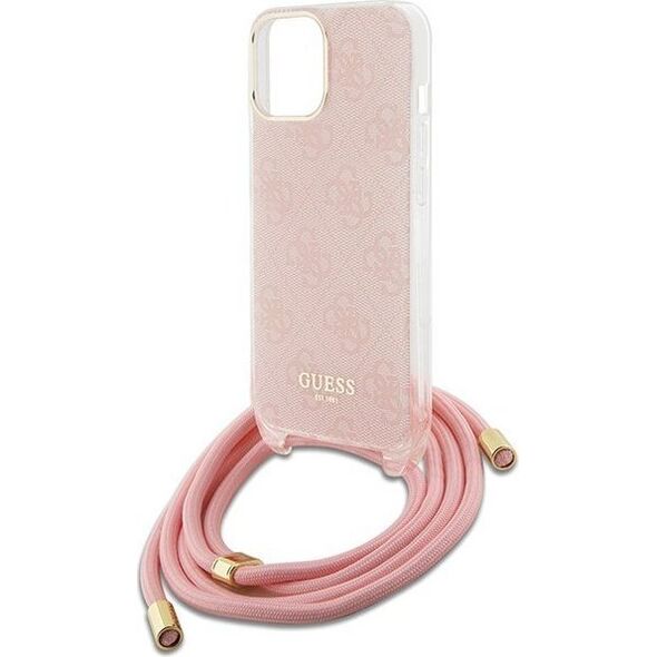 Guess Guess GUHCP15SHC4SEP iPhone 15 / 14 / 13 6.1" różowy/pink hardcase Crossbody Cord 4G Print