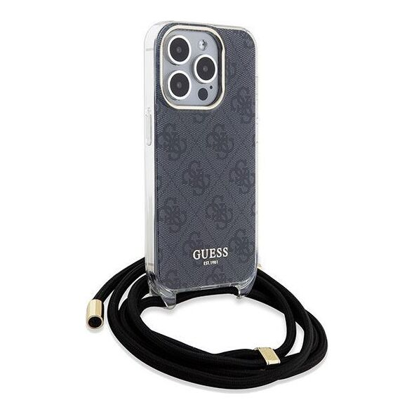 Guess Guess GUHCP15LHC4SEK iPhone 15 Pro 6.1" czarny/black hardcase Crossbody Cord 4G Print