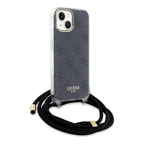 Guess Guess GUHCP15SHC4SEK iPhone 15 / 14 / 13 6.1" czarny/black hardcase Crossbody Cord 4G Print