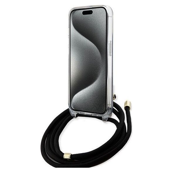 Guess Guess GUHCP15SHC4SEK iPhone 15 / 14 / 13 6.1" czarny/black hardcase Crossbody Cord 4G Print