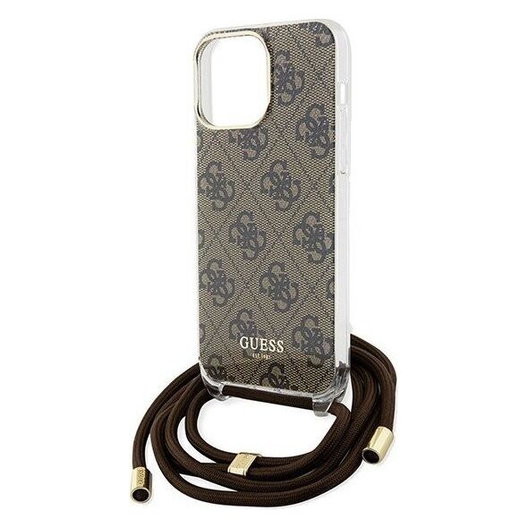 Guess Guess GUHCP15LHC4SEW iPhone 15 Pro 6.1" brązowy/brown hardcase Crossbody Cord 4G Print