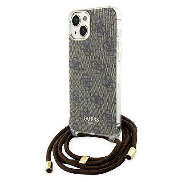 Guess Guess GUHCP15SHC4SEW iPhone 15 / 14 / 13 6.1" brązowy/brown hardcase Crossbody Cord 4G Print
