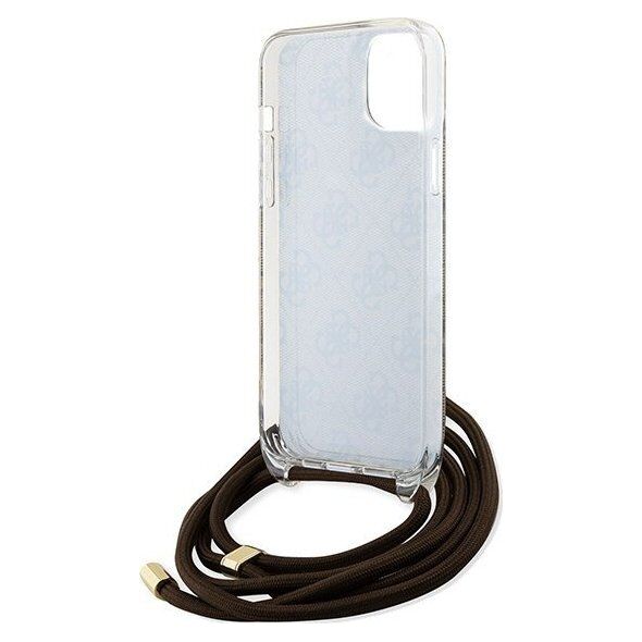 Guess Guess GUHCP15SHC4SEW iPhone 15 / 14 / 13 6.1" brązowy/brown hardcase Crossbody Cord 4G Print