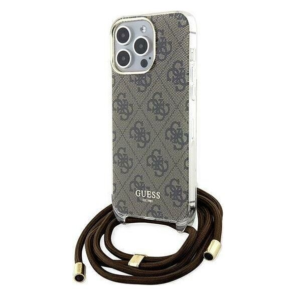 Guess Guess GUHCP15XHC4SEW iPhone 15 Pro Max 6.7" brązowy/brown hardcase Crossbody Cord 4G Print