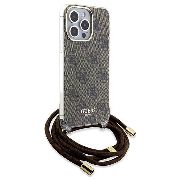 Guess Guess GUHCP15XHC4SEW iPhone 15 Pro Max 6.7" brązowy/brown hardcase Crossbody Cord 4G Print