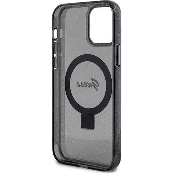 Guess Guess GUHMP12MHRSGSK iPhone 12/12 Pro 6.1" czarny/black hardcase Ring Stand Script Glitter MagSafe