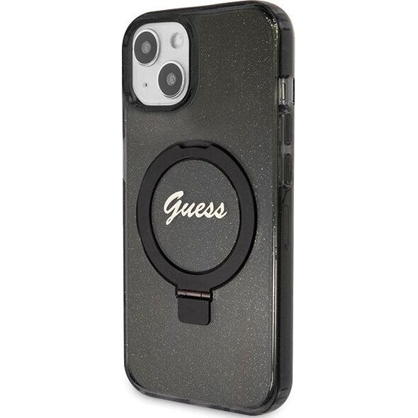 Guess Guess GUHMP14SHRSGSK iPhone 14 / 15 / 13 6.1" czarny/black hardcase Ring Stand Script Glitter MagSafe