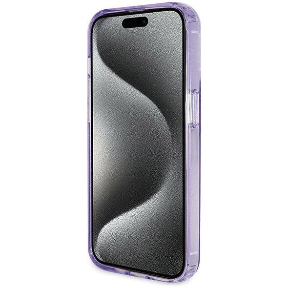 Guess Guess GUHMP13LHRSGSU iPhone 13 Pro / 13 6.1" fioletowy/purple hardcase Ring Stand Script Glitter MagSafe