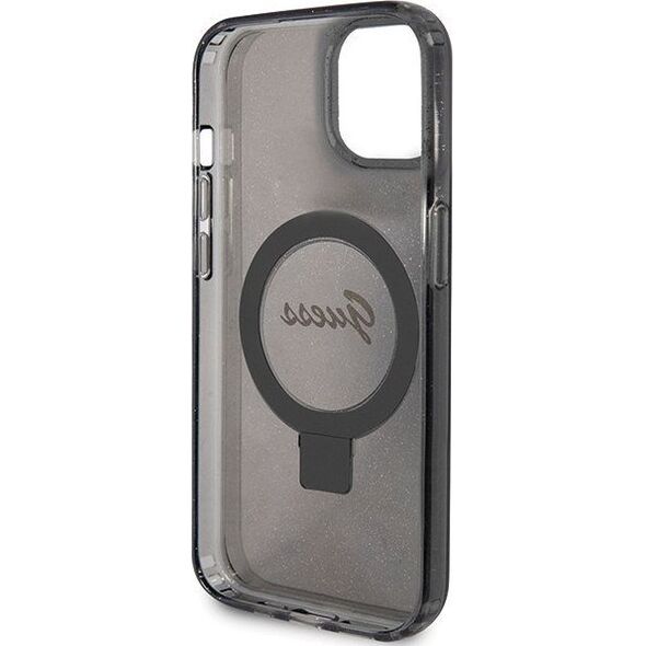 Guess Guess GUHMP13MHRSGSK iPhone 13 / 14 / 15 6.1" czarny/black hardcase Ring Stand Script Glitter MagSafe