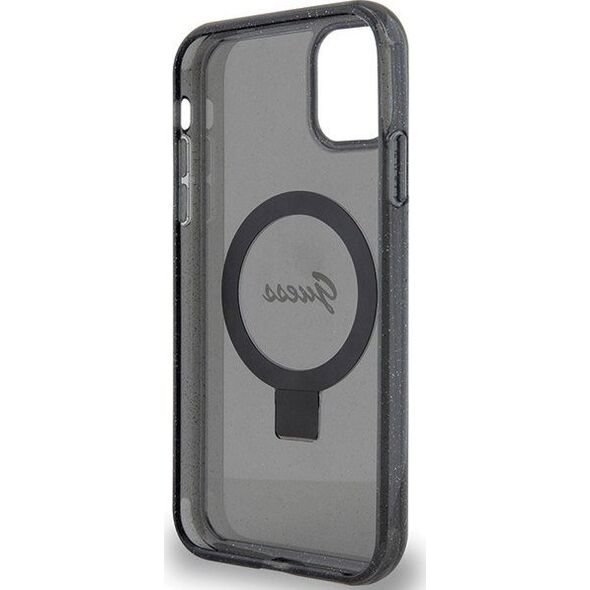 Guess Guess GUHMN61HRSGSK iPhone 11 / Xr 6.1" czarny/black hardcase Ring Stand Script Glitter MagSafe