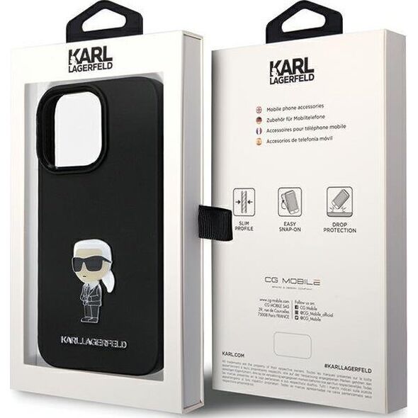 Karl Lagerfeld Karl Lagerfeld KLHCP13XSMHKNPK iPhone 13 Pro Max 6,7" czarny/black Silicone Ikonik Metal Pin