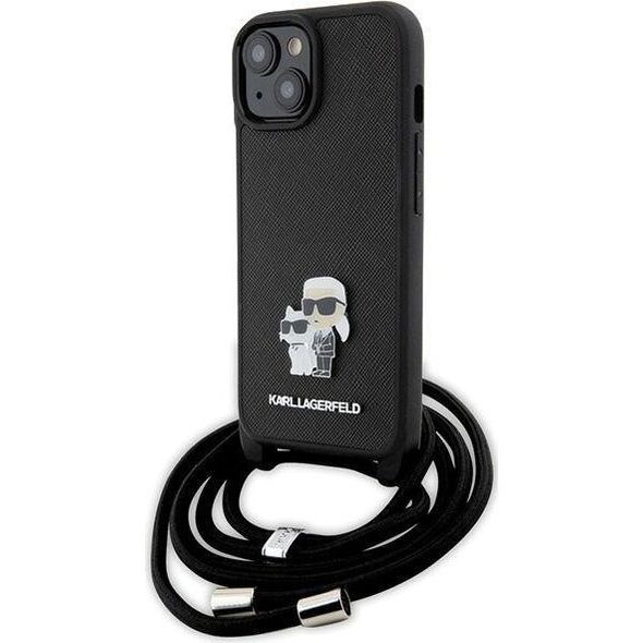 Karl Lagerfeld Karl Lagerfeld KLHCP15SSAKCPSK iPhone 15 6.1" hardcase czarny/black Crossbody Saffiano Metal Pin Karl & Choupette