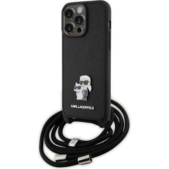 Karl Lagerfeld Karl Lagerfeld KLHCP15XSAKCPSK iPhone 15 Pro Max 6.7" hardcase czarny/black Crossbody Saffiano Metal Pin Karl & Choupette