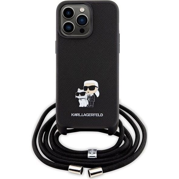 Karl Lagerfeld Karl Lagerfeld KLHCP15XSAKCPSK iPhone 15 Pro Max 6.7" hardcase czarny/black Crossbody Saffiano Metal Pin Karl & Choupette