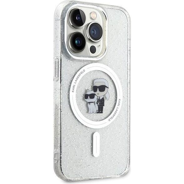 Karl Lagerfeld Karl Lagerfeld KLHMP15LHGKCNOT iPhone 15 Pro 6.1" transparent hardcase Karl&Choupette Glitter MagSafe