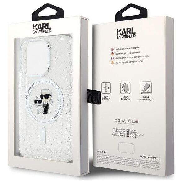 Karl Lagerfeld Karl Lagerfeld KLHMP15LHGKCNOT iPhone 15 Pro 6.1" transparent hardcase Karl&Choupette Glitter MagSafe