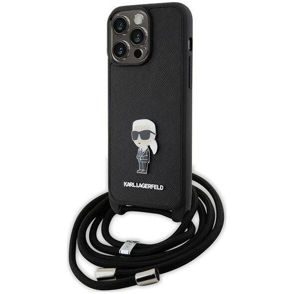 Karl Lagerfeld Karl Lagerfeld KLHCP15XSASKNPSK iPhone 15 Pro Max 6.7" hardcase czarny/black Crossbody Saffiano Monogram Metal Pin Karl & Choupe