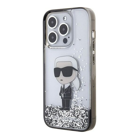 Karl Lagerfeld Karl Lagerfeld KLHCP15LLKKNSK iPhone 15 Pro 6.1" transparent hardcase Liquid Glitter Ikonik
