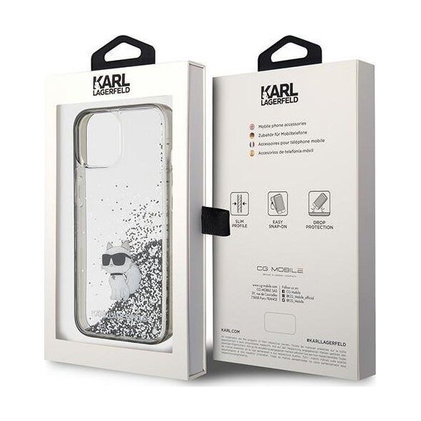 Karl Lagerfeld Karl Lagerfeld KLHCP15SLKCNSK iPhone 15 6.1" transparent hardcase Liquid Glitter Choupette