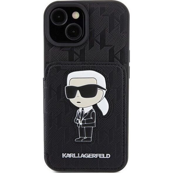 Karl Lagerfeld Karl Lagerfeld KLHCP15SSAKKNSCK iPhone 15 6.1" czarny/black hardcase Saffiano Cardslots and Stand Monogram Ikonik Patch