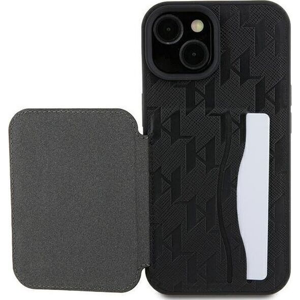 Karl Lagerfeld Karl Lagerfeld KLHCP15SSAKKNSCK iPhone 15 6.1" czarny/black hardcase Saffiano Cardslots and Stand Monogram Ikonik Patch