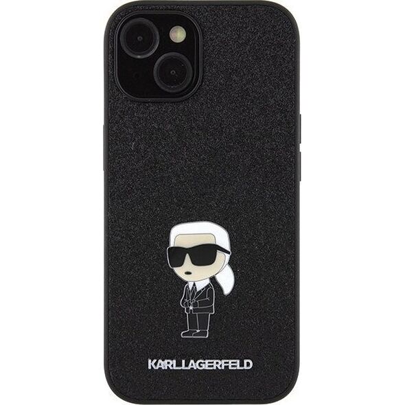 Karl Lagerfeld Karl Lagerfeld KLHCP15SGKNPSK iPhone 15 6.1" czarny/black hardcase Fixed Glitter Ikonik Logo Metal Pin