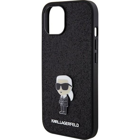 Karl Lagerfeld Karl Lagerfeld KLHCP15SGKNPSK iPhone 15 6.1" czarny/black hardcase Fixed Glitter Ikonik Logo Metal Pin