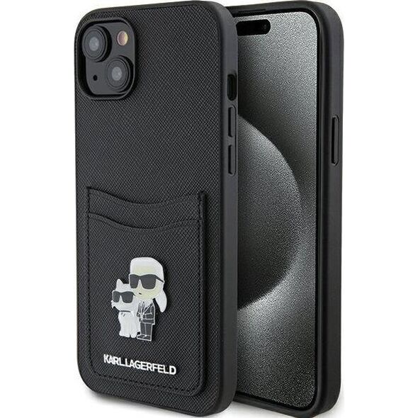 Karl Lagerfeld Karl Lagerfeld KLHCP15SSAPKCNPK iPhone 15 6.1" czarny/black hardcase Saffiano Cardslot Karl&Choupette Metal Pin