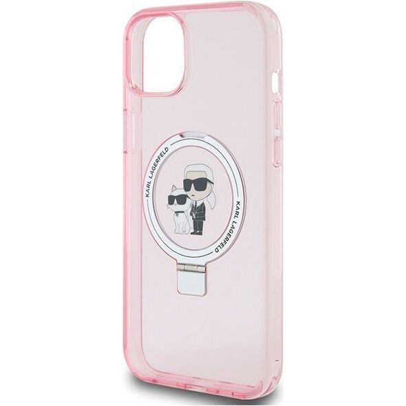 Karl Lagerfeld Karl Lagerfeld KLHMP15SHMRSKCP iPhone 15 6.1" różowy/pink hardcase Ring Stand Karl&Choupettte MagSafe