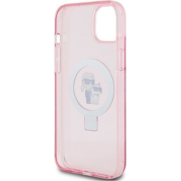 Karl Lagerfeld Karl Lagerfeld KLHMP15SHMRSKCP iPhone 15 6.1" różowy/pink hardcase Ring Stand Karl&Choupettte MagSafe