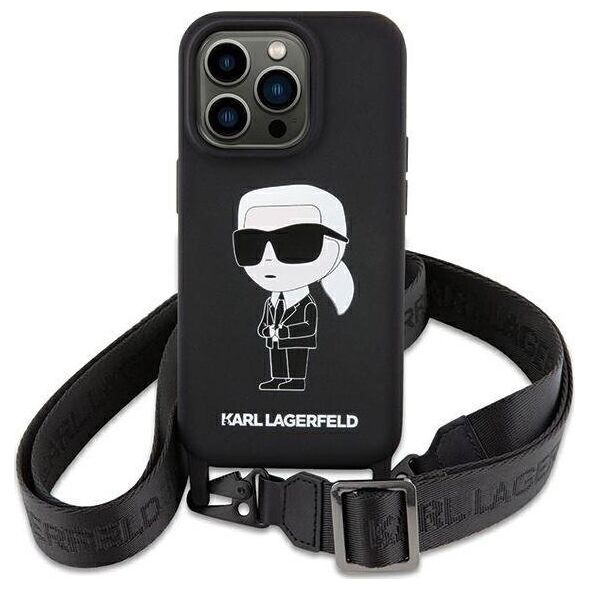 Karl Lagerfeld Karl Lagerfeld KLHCP15SSCBSKNK iPhone 15 6.1" hardcase czarny/black Crossbody Silicone Ikonik