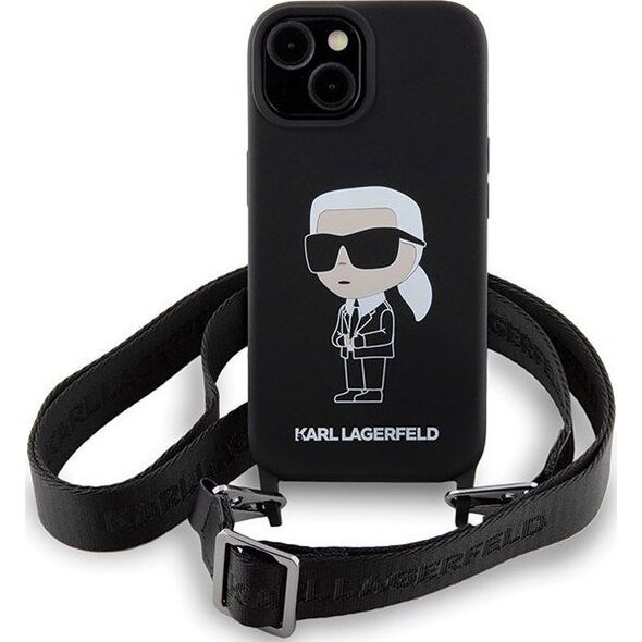 Karl Lagerfeld Karl Lagerfeld KLHCP15SSCBSKNK iPhone 15 6.1" hardcase czarny/black Crossbody Silicone Ikonik