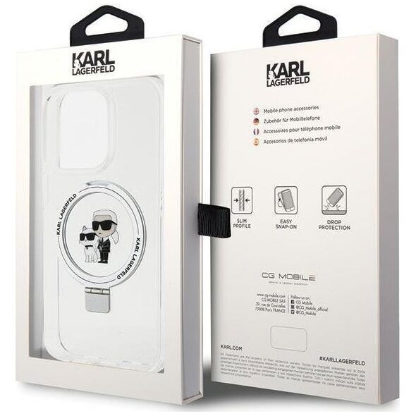 Karl Lagerfeld Karl Lagerfeld KLHMP14LHMRSKCH iPhone 14 Pro 6.1" bialy/white hardcase Ring Stand Karl&Choupettte MagSafe