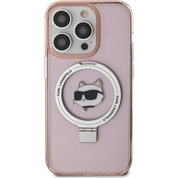 Karl Lagerfeld Karl Lagerfeld KLHMP15LHMRSCHP iPhone 15 Pro 6.1" różowy/pink hardcase Ring Stand Choupette Head MagSafe