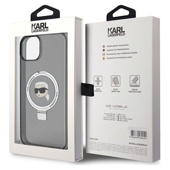 Karl Lagerfeld Karl Lagerfeld KLHMP15SHMRSKHK iPhone 15 6.1" czarny/black hardcase Ring Stand Karl Head MagSafe