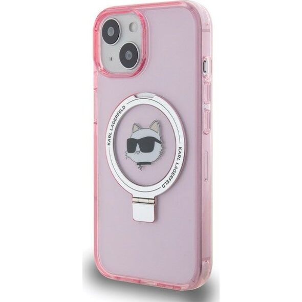 Karl Lagerfeld Karl Lagerfeld KLHMP15SHMRSCHP iPhone 15 6.1" różowy/pink hardcase Ring Stand Choupette Head MagSafe