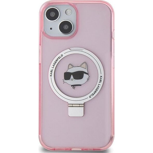 Karl Lagerfeld Karl Lagerfeld KLHMP15SHMRSCHP iPhone 15 6.1" różowy/pink hardcase Ring Stand Choupette Head MagSafe