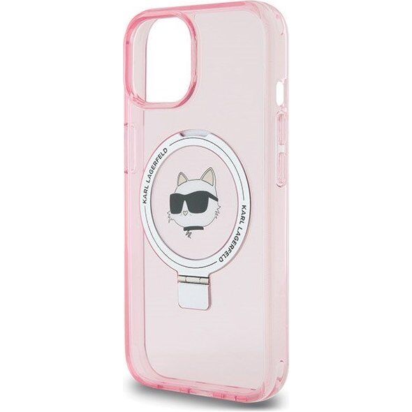 Karl Lagerfeld Karl Lagerfeld KLHMP15SHMRSCHP iPhone 15 6.1" różowy/pink hardcase Ring Stand Choupette Head MagSafe
