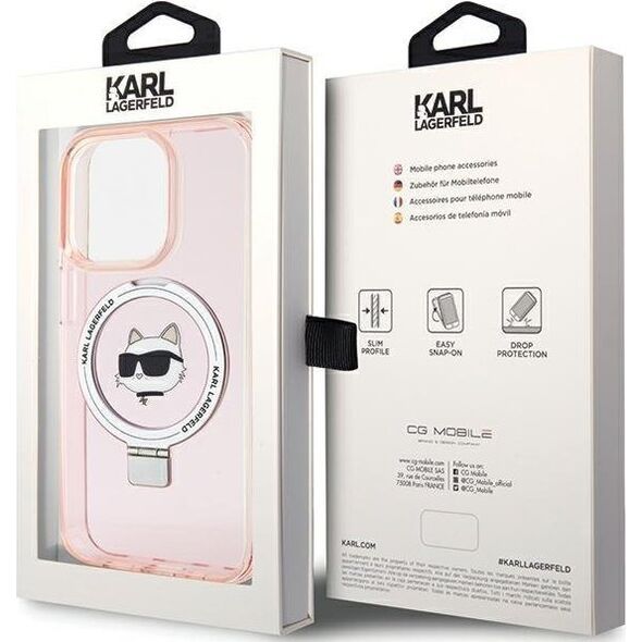 Karl Lagerfeld Karl Lagerfeld KLHMP15XHMRSCHP iPhone 15 Pro Max 6.7" różowy/pink hardcase Ring Stand Choupette Head MagSafe