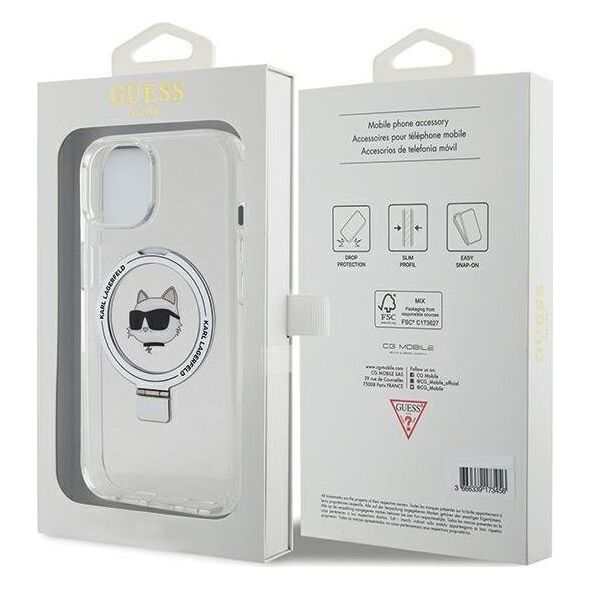 Karl Lagerfeld Karl Lagerfeld KLHMP15SHMRSCHH iPhone 15 6.1" biały/white hardcase Ring Stand Choupette Head MagSafe
