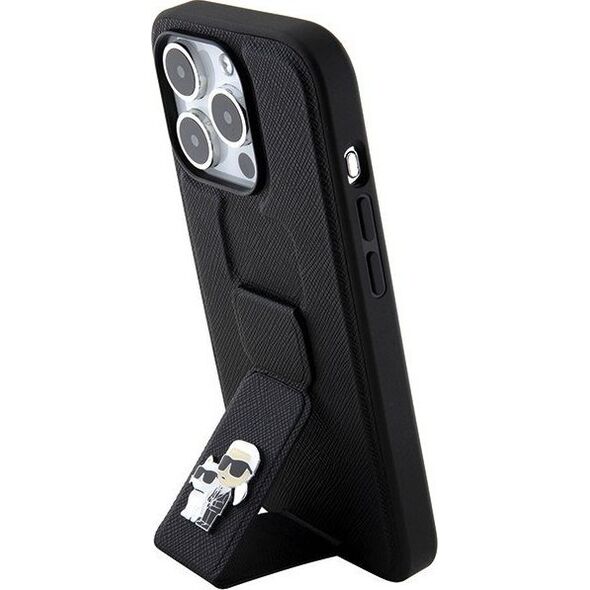 Karl Lagerfeld Karl Lagerfeld KLHCP15LGSAKCPK iPhone 15 Pro 6.1" czarny/black hardcase Gripstand Saffiano Karl&Choupette Pins