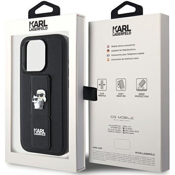 Karl Lagerfeld Karl Lagerfeld KLHCP15LGSAKCPK iPhone 15 Pro 6.1" czarny/black hardcase Gripstand Saffiano Karl&Choupette Pins