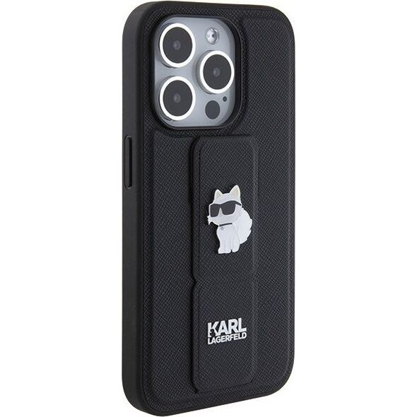 Karl Lagerfeld Karl Lagerfeld KLHCP15LGSACHPK iPhone 15 Pro 6.1" czarny/black hardcase Gripstand Saffiano Choupette Pins