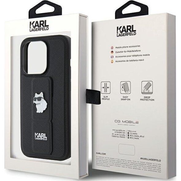 Karl Lagerfeld Karl Lagerfeld KLHCP15LGSACHPK iPhone 15 Pro 6.1" czarny/black hardcase Gripstand Saffiano Choupette Pins