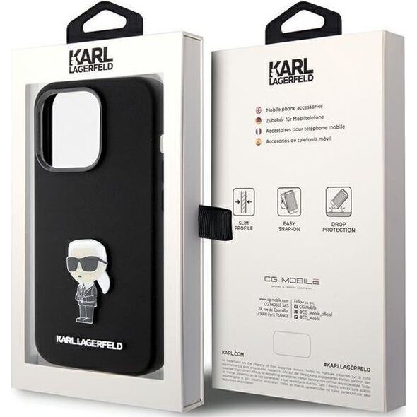 Karl Lagerfeld Karl Lagerfeld KLHCP15LSMHKNPK iPhone 15 Pro 6.1" czarny/black Silicone Ikonik Metal Pin