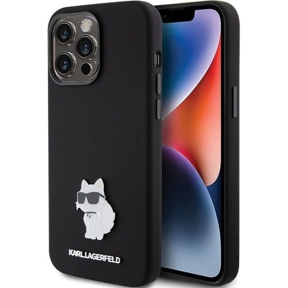 Karl Lagerfeld Karl Lagerfeld KLHCP15LSMHCNPK iPhone 15 Pro 6.1" czarny/black Silicone Choupette Metal Pin