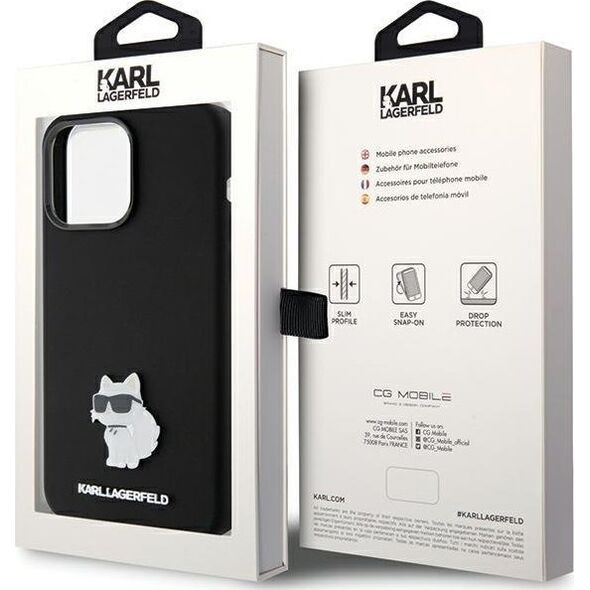 Karl Lagerfeld Karl Lagerfeld KLHCP15LSMHCNPK iPhone 15 Pro 6.1" czarny/black Silicone Choupette Metal Pin